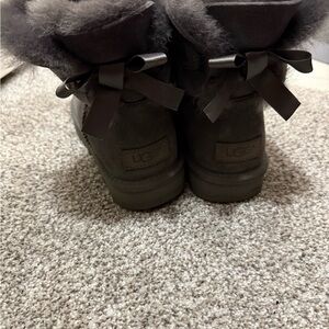 UGG Charcoal Boots with Fur Trim and Bow